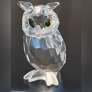 Swarovski Signed Crystal Night Owl Miniature Figurine # 206138 No Original Box